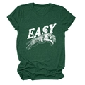 Close-up of the vintage jumping tiger print and white EASY lettering on the green tee - Retro Green (White Text)
