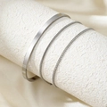 3-delige stapelbare roestvrijstalen armbandset met manchet, slang en cubaanse ketting - Zilveren Stijl (F1388)