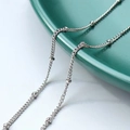 Collana hip hop a sfere in acciaio inossidabile argento su decorazione in ceramica - Argento (C4404)