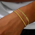 Conjunto de pulseras para hombre con cadena de trigo y Figaro dorada en la muñeca estilo hip-hop - Estilo Dorado (C2427)