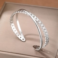 Minimalistisches doppelreihiges Silber-Edelstahl-Armband mit Kreuz-Design - Silber Doppelschicht Kettenkreuz Stil (F2888)