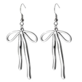Minimalistische silberne Schmetterlings-Ohrhänger mit Quasten und Flüssigmetall-Effekt - Silberner Schleifenstil (N8190)