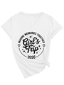Dettaglio della maglietta bianca con scollo a V e stampa Making Memories Together 2026 - S / Bianco (Stampa Nera)