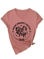 Detail of dusty rose V-neck T-shirt with side knot and Girl's Trip 2026 print - S / Dusty Rose (Black Print)