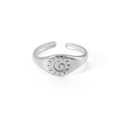 Bague ouverte minimaliste en acier inoxydable argenté avec motif soleil gravé - Style Spirale Soleil Argenté (N6958)