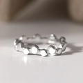 Polished stainless steel ring with creative dotted wave design and silver finish - Silver Flat Disc Wave Style (N6926)