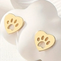 Orecchini a lobo minimalisti a cuore dorati con grazioso design a zampa traforata - Stile Cavo a Zampa di Cuore d'Oro (N5833)