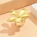 Eleganter 18k vergoldeter Edelstahl-Ring mit offenem Design und 5-Blatt Blütenmotiv - Goldenes Blumenmodell (N4701)