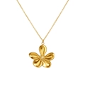 Elegante collana in acciaio inossidabile dorato con ciondolo a fiore a goccia testurizzato - Stile Floreale Oro (N4719)