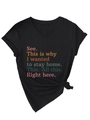 Detail of V-neck cotton T-shirt featuring rolled sleeves and a stylish front knot hem - S / Black