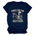 Détail d'un t-shirt en coton bleu marine avec imprimé squelette et slogan vintage - S / Bleu Marine