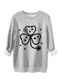 Detail van de fleecevoering en stethoscoop klaverprint op deze grijze sweatshirt - S / Lichtgrijs