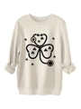 Detail van stethoscoop klaverprint op beige dikke warme sweatshirt voor dames - S / Zandkleur
