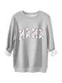 Détail du sweat gris avec texte MAMA à texture baseball et doublure en polaire chaude - S / Gris clair