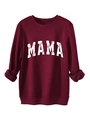 Détail du sweat-shirt bordeaux montrant la doublure polaire et l'imprimé MAMA - S / Bordeaux