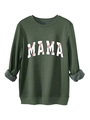 Détail du sweat vert foncé avec imprimé MAMA style baseball et doublure polaire chaude - S / Vert Militaire