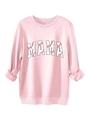 Gros plan du sweat rose avec texte MAMA et détails de texture de couture de baseball - Rose