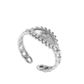 Adjustable silver stainless steel evil eye ring featuring a unique bohemian chain band - Silver Evil Eye Style (N6834)