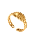Gold evil eye open ring with hollow chain band and beaded evil eye motif design - Gold Evil Eye Style (N6833)