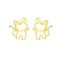 Minimalistische Katzen-Ohrstecker aus goldenem Edelstahl für Damen - Goldenes Hohlkatzen-Stil (C5287)