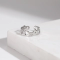 Minimalist silver stainless steel open ring with multiple hollow circles design - Silver Style (B8084)