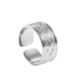 Vintage silver-tone wide open ring featuring a Celtic knot weave and adjustable design - Silver Style (N7992)