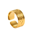 Vintage geometric crossover textured gold open ring for women with matte and shiny finish - Gold Style (N7991)