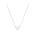 Halskette aus poliertem Edelstahl mit Hexagramm-Anhänger und minimalistischer Gliederkette - Silber (F3430)