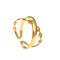 Close-up of matte gold adjustable ring featuring hollow pig nose link chain design - Hollow Pig Nose Style (N6835) / Gold