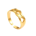 Detail showing the matte gold geometric hollow wave design and open adjustable band - Gold Style (N7847)