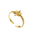 Adjustable gold star ring with beaded band minimalist stainless steel jewelry - Gold Five-pointed Star Style (N7965) / Gold