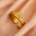 Vintage verstellbarer Ring im Gürtelschnallen-Design mit goldener Textur Oberfläche - Gold Gürtelschnalle Korn Textur (N6549)