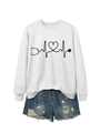 Detail of white sweatshirt with stethoscope heart print and distressed denim shorts set - Off-White (Black Font)