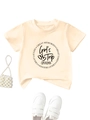 T-shirt fille beige décontracté col rond imprimé Girl's Trip 2026 avec mise en scène mode - 90cm / Abricot (Impression Noire)