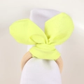 Easter bunny ear napkin ring with natural wooden circle and bright yellow fabric bow - Yellow Bunny Ear Napkin Ring