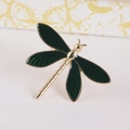 Green and gold dragonfly napkin ring with enamel wings and realistic vein texture - Gold Plated Green Dragonfly Style