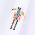 Detail showing Nutcracker soldier napkin ring with colorful enamel and pearl accents - Multicolor Enamel Soldier (Style 5)