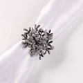 Vintage silver cat eye stone napkin ring with leaf design for elegant wedding table decor - Silver Cat's Eye Branch Style