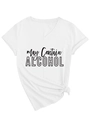 Dettaglio maglietta bianca con scollo a V e stampa May Contain Alcohol in stile casual - S / Bianco (Carattere Nero)