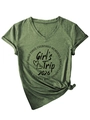 Detail of army green V-neck T-shirt with Girl's Trip 2026 print and front knot design - Olive Green (Black Font)