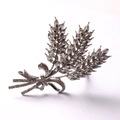 Detailed view of silver wheat ear napkin ring with sparkling crystals and a bow - Wheat Stalk Bowknot (ZWZ-CNR-265) / Silver