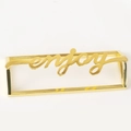 Gold hollow rectangular napkin ring with artistic Enjoy lettering for table decor - Enjoy Letter Style / Gold