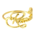 Elegant gold custom cursive name ring featuring Kaman lettering with polished finish - Gold