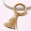 Eleganter goldener Serviettenring aus PU-Leder mit Quaste für festliche Hochzeitstafel-Deko - 【Gold】Quaste PU Serviettenring