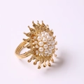 Rond de serviette tournesol doré avec perles pour décoration de table élégante - Doré