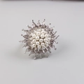 Rond de serviette en argent avec perles et design de tournesol pour décor de table - Argenté