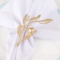 Golden pomegranate branch napkin ring on white linen with a vintage aesthetic look - Matte Gold Pomegranate Branch Napkin Ring