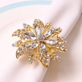 Elegant gold flower napkin ring with sparkling crystal rhinestones for table decor - Crystal Rhinestone Flower / Gold