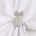 Rond de serviette ananas argenté avec design texturé et anneau en métal pour décor - Style de Simulation d'Ananas / Argenté