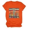 Flat lay detail of orange desert cactus print t-shirt showing soft knit fabric texture - Orange (Cactus Graphic)